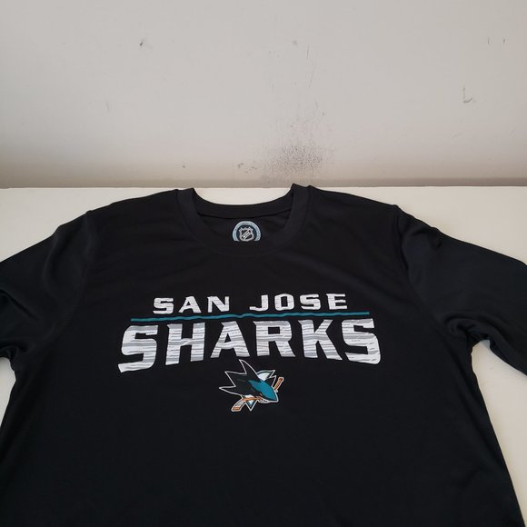 San Jose Sharks Long Sleeve T-Shirt Tee Youth Large 14/16 Black NHL Boys NWT - Picture 2 of 11